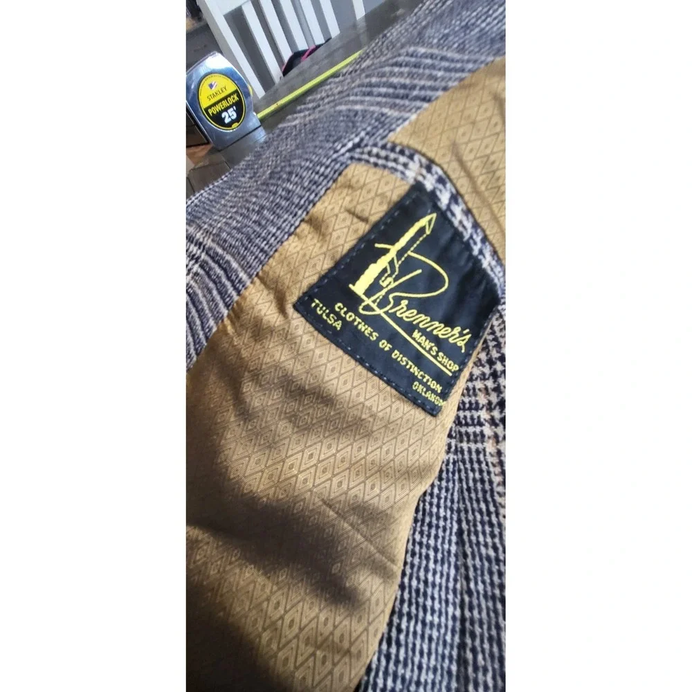 Vintage 60s USA‎ Brenner 100% Cashmere GLEN PLAID BLAZER JACKET 40R 41
